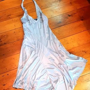 Byerwear too! Silver halter disco dress.